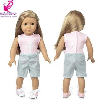 Bábika Tričko 18-Palcové Dievča Bábiku Šaty, Čierne Džínsy, Krátke 40 cm Reborn Baby Doll Outwear Baby Girl Dary
