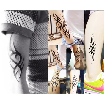 Nepremokavé Tetovanie Nálepky black Kmeňa Symbol Polovičný Rukáv nohu Dočasné Tetovanie Falošné totem tetovanie pre Ženy, Mužov, Body Art hebrejského