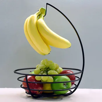 Multi-používanie úložných Kôš Ploche Ovocné Misy Moderný Dizajn, Kovové Nádoby Office Kuchyni Hrdzu-dôkaz Banán Háčik Železa Rack