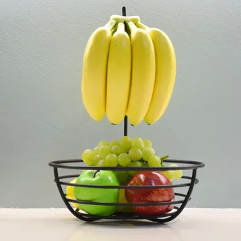 Multi-používanie úložných Kôš Ploche Ovocné Misy Moderný Dizajn, Kovové Nádoby Office Kuchyni Hrdzu-dôkaz Banán Háčik Železa Rack