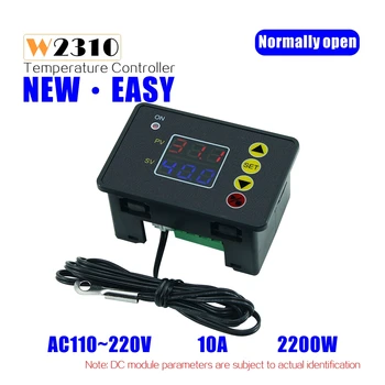 W2310 mikropočítačový inteligentný regulátor teploty NTC DC12V 24V AC110V-220V normálne otvoriť relé Dual LED displej