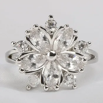 BIJOX PRÍBEH 925 sterling silver ring s kvetinou tvar zirkón jemné šperky prstene pre ženy, výročie svadby, hostiny, veľkosť 6-10