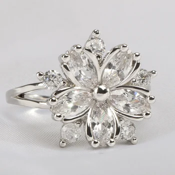 BIJOX PRÍBEH 925 sterling silver ring s kvetinou tvar zirkón jemné šperky prstene pre ženy, výročie svadby, hostiny, veľkosť 6-10