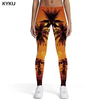 KYKU Galaxy Legíny Ženy Slnko 3d Tlač Elastické Farebné Leggins Dámske Legíny, Nohavice Slim Fitness Funky Ceruzka
