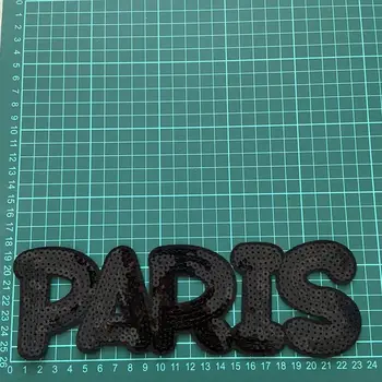 Paríž Zlaté Flitre Písmeno Slova Žehlička Na Patch Pre Oblečenie Nášivka Odznak Parches Termoadhesivos Para Ropa Naszywki Na Ubrania