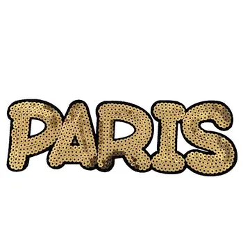 Paríž Zlaté Flitre Písmeno Slova Žehlička Na Patch Pre Oblečenie Nášivka Odznak Parches Termoadhesivos Para Ropa Naszywki Na Ubrania