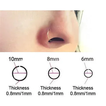 3ks/Set Oceľových tenkostenných Malé Nose Krúžok Hoop Chrupavky Piercing Klincami Sanwood 0.8 mm
