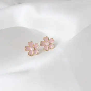 Japonský Čerstvé Literárny Náušnice Ružový Kvet Imitácia Pearl Náušnice Jednoduchý Trend All-zápas Náušnice Ženské Šperky Príslušenstvo