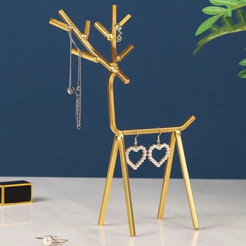 Nordic Štýl Metal Jeleň Šperky Rack Tvorivé Jednoduchý Zlatý Kovaného Železa Šperky Skladovanie Displej Domáce Dekorácie Príslušenstvo Nové