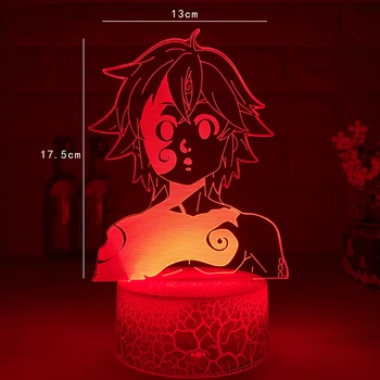 Japonský Manga Sedem Smrteľných Hriechov 3D Ilúziu Figúrka Lampa Meliodas Siluety Hot Anime Nočné Svetlo pre Domáce Spálňa Decor