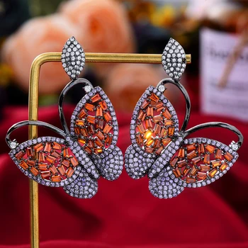 Missvikki Luxusný Veľký Motýľ Prívesok Náušnice Pre Ženy, Svadobné Kubický Zirkón CZ Zapojenie Strany Indický náušnice pre ženy