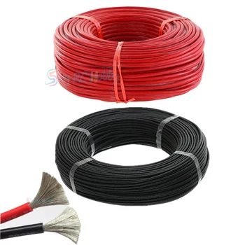 10meter/veľa Kvalitných 5m červený a 5m čierna farba drôtu silikónové 10 12 14 16 18 20 22 24 26 AWG silikónový kábel