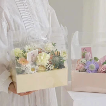 Panoramatické Transparentné Prenosné Kvet Boxy Okno PVC Skladacie Darčeka Pre Deň matiek, Deň svätého Valentína Kvet Balenie