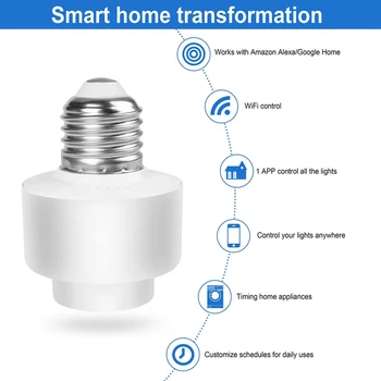 WiFi Smart Svetlo Základňu pre Inteligentný Život/Tuya APP Bezdrôtové Diaľkové Ovládanie E26 E27 Žiarovka Pätica Pracovať s Alexa Domovská stránka Google IFTTT