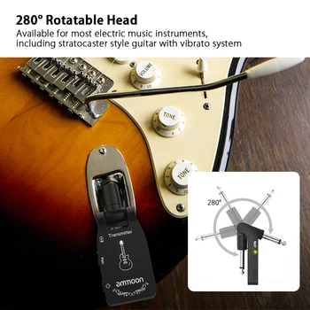 Ammoon Bezdrôtový Gitara Systém 2.4 G Gitara Vysielač, Prijímač Nabíjateľná 6-Kanálové Audio Vysielač pre Elektrické Gitary, Basy