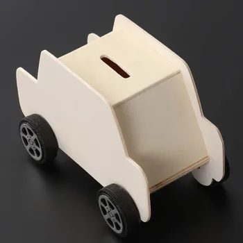 Drevené Auto Tvarované Prasiatko Úsporu Peňazí Box Tvorivé Mince Banka DIY Kreatívne Vzdelávacie Hračky