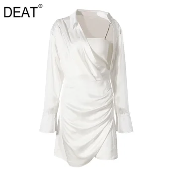 [DEAT] nové letné módy ženy jediný ramenný plné rukávy popruhy camsi top a asymemtrical škvrna šaty dva kusy WR61000L