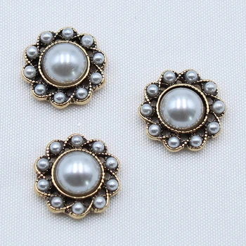 Nové 10pcs 15 mm zliatiny tvorivé kolo kvetinové kúzlo pearl darčeka pohľadnice oblečenie, dekorácie pracky DIY príslušenstvo šperky