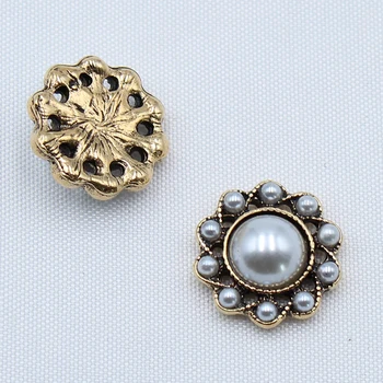 Nové 10pcs 15 mm zliatiny tvorivé kolo kvetinové kúzlo pearl darčeka pohľadnice oblečenie, dekorácie pracky DIY príslušenstvo šperky