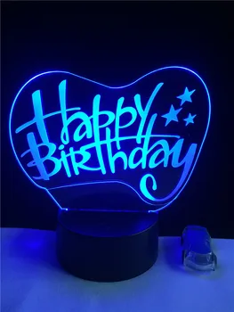 GAOPIN Happy Birthday Tvarované 3D svetlo lampy LED USB Tabuľka Náladu Nočné Svetlo Multicolor Dotyk alebo Diaľkové Luminaria Zmena Tabuľky Čítanie