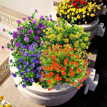 Falošné Umelé Kvety pre Vonkajšie Dekorácie, UV žiareniu, Odolné Č Fade Faux Plastové Rastliny, Záhrada, Veranda Okno Kuchyne, Kancelárie Dekor