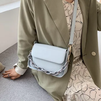 PU Kožené Letné Dámske jednofarebné Fashion One-Ramenný Messenger Bag Ladies Reťazca Dizajn 2021 Nové Dámske Kabelky