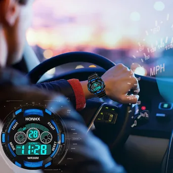 Športové Hodinky Alarm Dátum LED Módne 30 M Vodotesný Silikónový náramkové hodinky Hodiny Deportivo Hombre Reloj Digitálne Montre