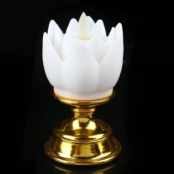 2X Elektrická Buddha Lotus Svetlo, Blikanie LED Sviečka, Čaj, Ľahké Batérie Prevádzkovanie Cestovnej Noc Lampa Modlitbe potreby na Kempovanie Príslušenstvo Lampy
