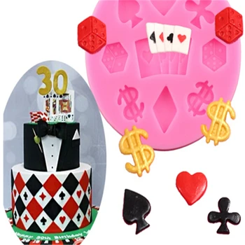 Nový Poker, Kocky Tortu Formy Čokoládový Fondant Candy Hliny, Nástroje pre KUTILOV, Dekorácie Festival Narodeniny Silikónové Formy Kuchyňa Pečenie Nástroje
