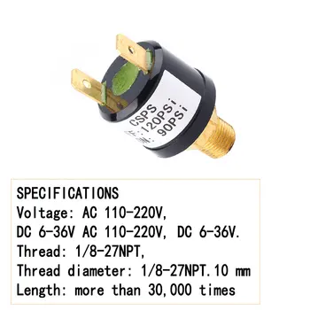 Snímač tlaku Prepínač Ventily Kompresor Tlak Radič vysielač, Prevodník Ťažkých 90 až 120 PSI Prepínač Ventily