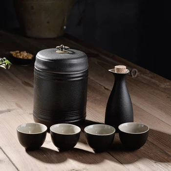 Handmade Ceramics Hip Banky Set Classic Japonskom Štýle Retro Tvorivé Záujme Poháre Set Home Kolo Flasque Alcool Drinkware EJ50HF