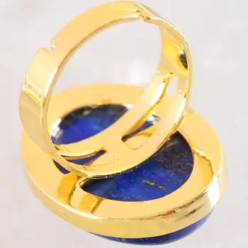 Krúžok Prírodného Kameňa Oválne KABÍNY Cabochon Perličiek Modrá Lapis Nastaviteľné Prst Prsteň, Šperky Pre Ženy Darček Z125