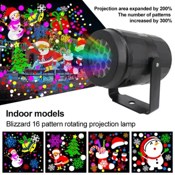 16 Vzory Projektor Svetlo Nového Roka A Vianoce Blizzard Dovolenku Vzor Rotujúce Projektor Strán, Svadby, Vianočné Dekorácie