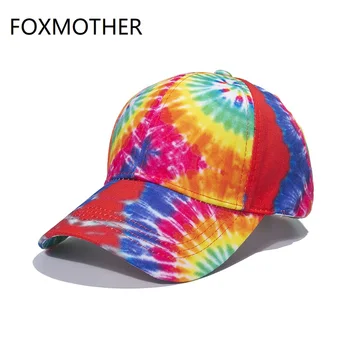 FOXMOTHER Nové Módne Vonkajšie Športové Otec Klobúky Rainbow tie Dye šiltovky Pre Ženy Mens Dropshipping