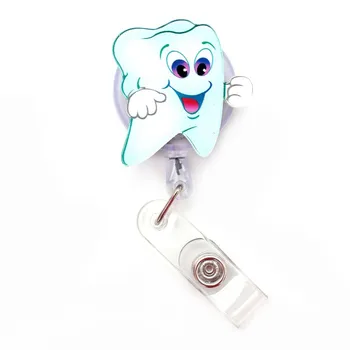 Karikatúra Roztomilý Zubný lekár, Sestra, Zdvíhateľnej Potiahnite Odznak Cievky ID Prídavné Meno Tag Karty Odznak Držiteľ Valcoch lekár sestra dodávky