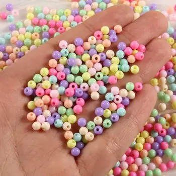 Candy Farby Akrylové Korálky okolo Lopta Dištančné Korálky Pre Šperky Robiť Ručne DIY Šperky Príslušenstvo Pre ručné práce 4mm-12mm