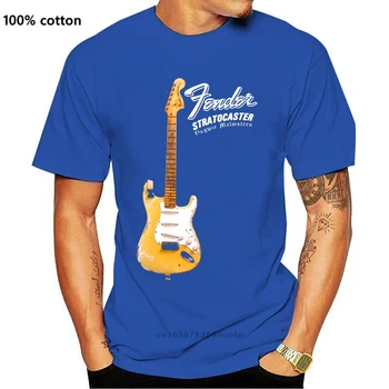 2019 Bavlna, Tlač Košele na mieru T-shirt YNGWIE MALMSTEEN Stratocaster Elektrická Gitara T-Shirt Čierna