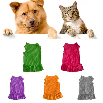 Móda Bavlna Pet Oblečenie Roztomilý jednofarebné Šaty, tričká, Letné Malé Stredné Mačka, Pes Oblečenie domáce zvieratá, Pes, Sukne