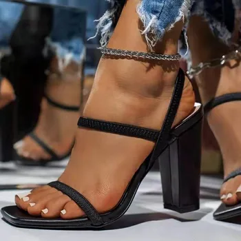 2021 Ženy Sandále Čerpadlá Letné Módy Otvorené Prst Vysoké Podpätky, Topánky Žena Hrubé Podpätky Strany Bežné Ytmtloy