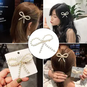 1 ks Kórea Módne Imitiation Pearl sponky do Vlasov pre Ženy, Dievčatá Duté Bowknot Tvar Vlásenky Vlasy Príslušenstvo drop shipping