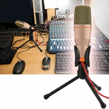 Chladič Mikrofón s 3,5 mm Konektor Domov Stereo MIKROFÓN Stolový Statív pre PC Video na YouTube, Skype, Pokec Herné Podcast Nahrávanie