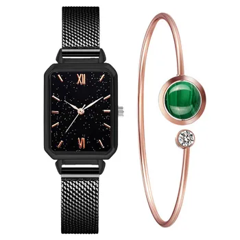2021New Žien Silikónové Popruh Hviezdnej Oblohe Sledovať Luxusnú Hodinky Módne Obdĺžnikový Ciferník Žena náramkové hodinky Quartz Reloj Mujer