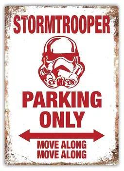 Jesiceny Veľký Hliníkový Stormtrooper Parkovanie Len pre Rodinnú Záhradu, Outdoor & Indoor Prihlásiť Dekorácie 12x8 PALEC