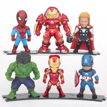 Disney, Marvel 6pcs/set Spiderman Iron man Thanos Kapitán Amerika, Hulk Black Panther PVC akcie Hračky Obrázok deti narodeninám