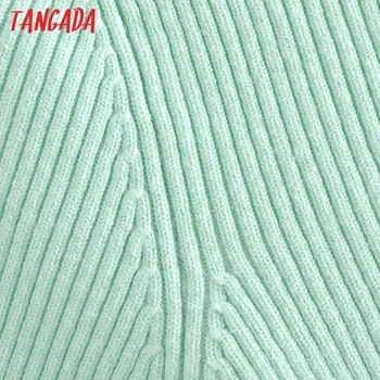 Tangada Ženy, Green Spring Cardigan Vintage Jumper Krátke Štýl 2021 Pletený Sveter Kabát 3H294