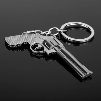 Móda Miniatúrne Revolver Pištole, Zbraň Model Keychain Metal Gold a black Tlačidlo Krúžky Zbraň prívesok Pre Mužov Šperky Darček -50