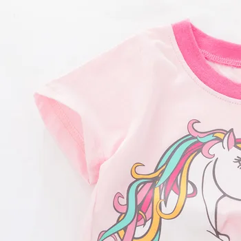 Malý Maven 2021 Letné Topy T-Shirt pre Dievčatá, Nové Módne Oblečenie Jednorožec T-Tričko Bavlna Pohodlie