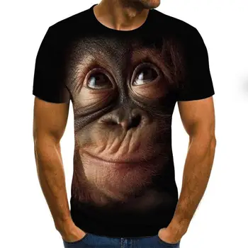 Orangutan vzor 3D T-tričko krátky rukáv pánske letné top módne zviera tlače 3DT tričko pánske oblečenie