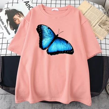 2021 Blue Butterfly Tlač Mužov, T Košele Móde Vysoko Kvalitné Tričká Ulici Vintage T Shirt Šport Nadrozmerná pánske Krátke rukáv