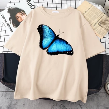 2021 Blue Butterfly Tlač Mužov, T Košele Móde Vysoko Kvalitné Tričká Ulici Vintage T Shirt Šport Nadrozmerná pánske Krátke rukáv